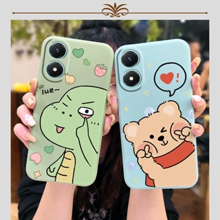 cute protective case Phone Case For VIVO Y02S Cartoon Lens bump protection Liquid silicone shell Anti-fall