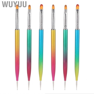 Wuyuu Manicure Point Drill Pen Nylon Tip Colorful Gradient Double End Good Flexibility Nail Art Brush for Individual