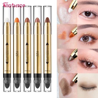 Yzs Explosions Lazy Glitter Eye Shadow Pen With Sponge Eye Shadow Stick High-gloss Double Flash Pearl Without Makeup ปากกาอายแชโดว์เพิร์ลทนทาน [TOP]