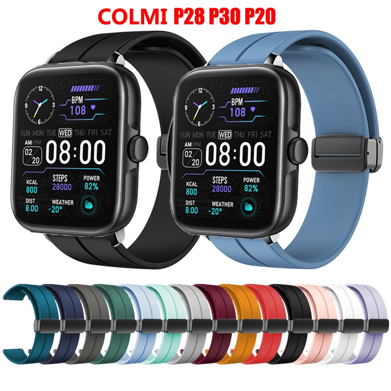 แม่เหล็กพับหัวเข็มขัดสําหรับ COLMI P28 Plus P20 P30 สายรัดซิลิโคนสําหรับ COLMI P20 Plus P30 สายนาฬิก