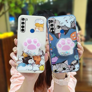 ins Liquid silicone shell Phone Case For Redmi Note 8T Anti-fall Glitter cute Cartoon quicksand Rotatable stand