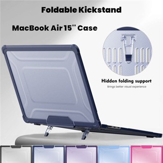 ใหม่ เคสแข็ง PC TPU แบบใส พับได้ กันกระแทก พร้อมขาตั้ง สําหรับแล็ปท็อป 2023 M2 MacBook Air 15 A2941