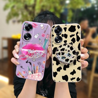 Cartoon phone case Phone Case For OPPO A1 5G/A98 5G/F23 5G Glitter Rotatable stand Skin feel silicone Liquid silicone shell