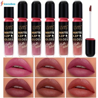 Ushas Moisturizing Non-Stick Cup Liquid Waterproof Lipstick ลิปกลอส 6 สี Matte Lip Glaze ICECUBE