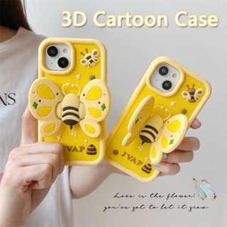 3D พร้อมขาตั้ง สําหรับ iPhone 14 Pro Max 13 12 11 X XS XR 14Pro 13Pro 12Pro 11Pro เคสมือถือ Soft TPU Case เคสป้องกัน Cute Cartoon Butterfly เคสกันกระแทก เคสซิลิโคน เคสป้องกันสามมิติ พร้อมกับวงเล็บผีเสื้อ