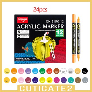 [Cuticate2] ปากกามาร์กเกอร์อะคริลิค กันน้ํา สีสันสดใส สําหรับวาดภาพระบายสี งานฝีมือ DIY