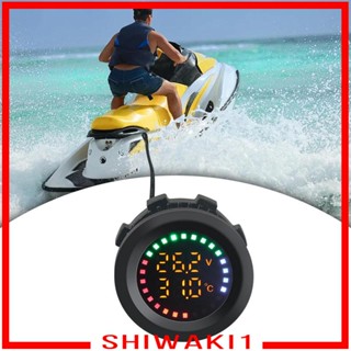 [Shiwaki1] เครื่องวัดอุณหภูมิแรงดันไฟฟ้า 12V 24V หน้าจอกลม สีสันสดใส