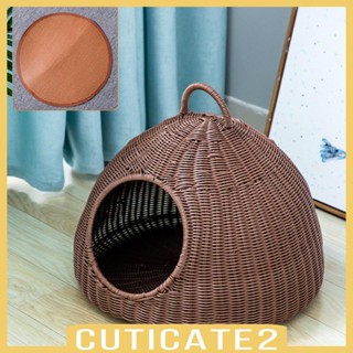 [Cuticate2] เบาะที่นอนหวายเทียม พร้อมที่จับ ถอดออกได้ สําหรับสัตว์เลี้ยง กระต่าย หนูตะเภา