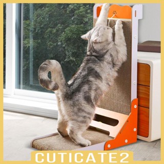 [Cuticate2] แผ่นกระดาษลูกฟูก ทรงตัว L พร้อมลูกบอลแขวน ของเล่นสําหรับแมว ตกแต่งบ้าน