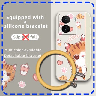 Lens package Anti-fall Phone Case For VIVO IQOO Z7 bracelet   Simplicity wristband protective case ring Skin feel silicone