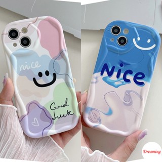 เคสโทรศัพท์มือถือ ขอบโค้ง ลายหน้ายิ้ม สีครีม สําหรับ VIVO V27E V25E V23E V21E V15 V19 S1 Pro Y02S Y27 Y22S Y21S Y20S Y35