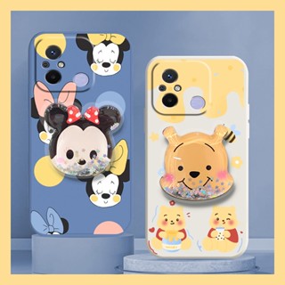 Liquid silicone shell Glitter Phone Case For Redmi 12C/Redmi 11A 4G quicksand protective case Anti-fall Cartoon