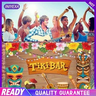 [Iniyexa] ธงแบนเนอร์ Tiki Tiki Luau สไตล์ฮาวาย แฟชั่นฤดูร้อน สําหรับตกแต่งปาร์ตี้