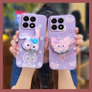 Glitter Rotatable stand Phone Case For Honor X8a Liquid silicone shell protective case The New quicksand Anti-fall ins Cartoon