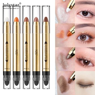 JULYSTAR Yzs Explosions Lazy Glitter Eye Shadow Pen With Sponge Eye Shadow Stick High-gloss Double Flash Pearl Without Makeup ปากกาอายแชโดว์เพิร์ลทนทาน