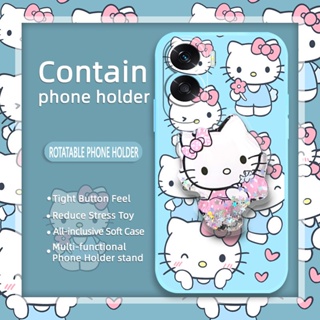 Rotatable stand Skin feel silicone Phone Case For Honor X50i cute Simplicity Cartoon protective case quicksand