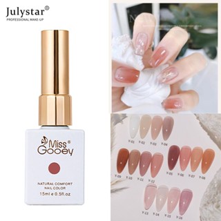 JULYSTAR 16 สี Miss Gooey เจลทาเล็บเจลใสเจลลี่หยกจาระบีใสสีชมพูกึ่งโปร่งใสเคลือบเงาเล็บ 15 กรัม/ขวด