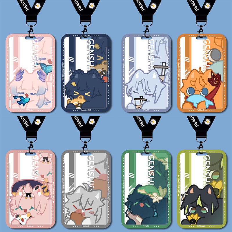 Genshin Impact Tartaglia Yoimiya Venti DIY โรงเรียนนักเรียน ID ผู้ถือบัตรทํางาน ID ส่วนบุคคล Lanyard