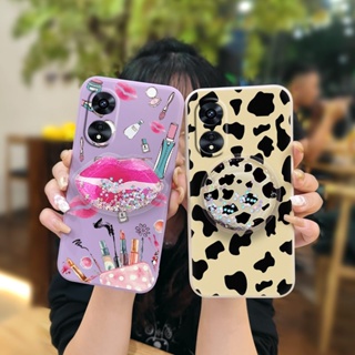 Skin-friendly feel ins Phone Case For OPPO A97 5G Simplicity The New Rotatable stand Anti-fall Skin feel silicone Cartoon cute