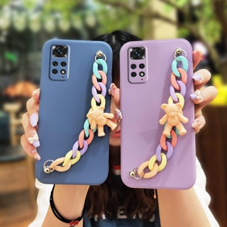 Lens bump protection Back Cover Phone Case For Redmi Note11 4G Global/Note11S 4G Anti-fall Bear bracelet Solid color