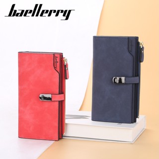 Baellerry ใหม่ กระเป๋าสตางค์หนัง PU ใบยาว พับได้ มีซิป สไตล์เกาหลี ใส่โทรศัพท์มือถือได้ เข้าได้กับทุกชุด สําหรับผู้หญิง