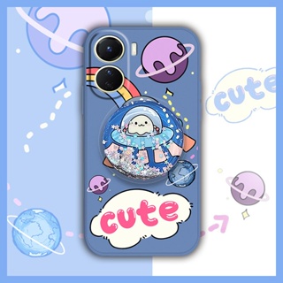 Rotatable stand The New Phone Case For VIVO Y16 ins Anti-fall Simplicity protective case Cartoon quicksand Glitter cute