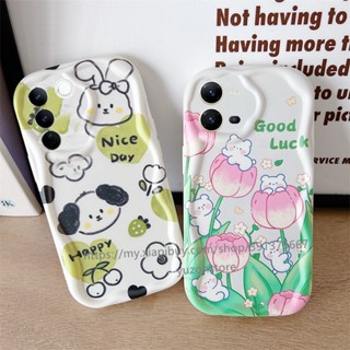 Phone Case VIVO V27e V27 V25e V25 V23e V23 V21e 4G 5G เคสโทรศัพท์มือถือแบบนิ่ม TPU กันรอยเลนส์กล้อง ลายการ์ตูนคลื่นน่ารัก สําหรับ