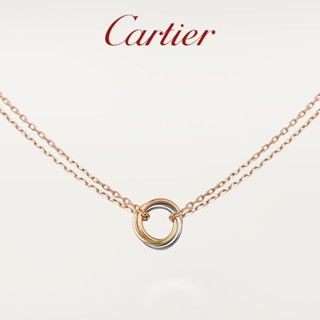 [พร้อมกล่องบรรจุภัณฑ์] พร้อมส่ง Cartier Trinity Series สร้อยคอทองคําขาว สีโรสโกลด์ สามสี