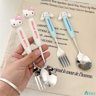 Sanrio Melody Brown Bear 304 Stainless Steel Spoon Fork Convenience Tableware Cartoon Spoon Fork Kitchen Accessories TH1