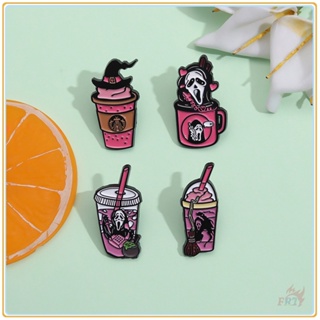 ★ เข็มกลัด Scream - Frappuccino ★ 1 ชิ้น ถ้วยกาแฟ Doodle เคลือบ Pins กระเป๋าเป้สะพายหลัง กระดุมเข็มกลัด