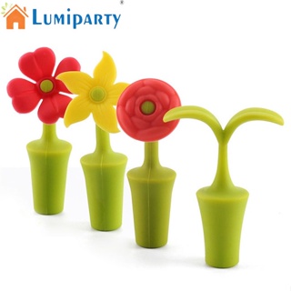 Lumiparty จุกซิลิโคนปิดขวดไวน์ รูปดอกไม้ จุกไม้คอร์ก แบบพกพา กันรั่วซึม