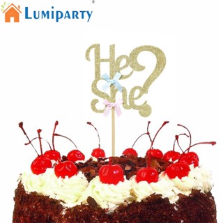 Lumiparty ป้ายปักหน้าเค้ก ลายกลิตเตอร์ He Or She สําหรับตกแต่งเค้กวันเกิด