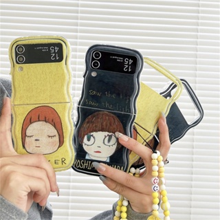 เคสโทรศัพท์มือถือ ซิลิโคน กันกระแทก ลายภาพวาดสีน้ํามัน รูปคลื่น พร้อมสายคล้องข้อมือ แฟชั่น สําหรับ Samsung Galaxy Z Flip 5 Z Flip5 5G Z Flip5 Z Flip 5