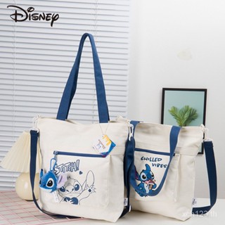 [พร้อมส่ง] ของแท้ กระเป๋าสะพายไหล่ ผ้าแคนวาส ลายการ์ตูน Stitch ความจุขนาดใหญ่ แบบพกพา สําหรับสตรี นักเรียน WC54