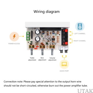 Utake DX-0408 2 0Channel แผ่นบอร์ดโมดูลขยายเสียง AC15-18V พลังงานสูง DIY