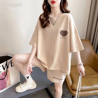 Lazy style large size fashion all-match suit loose sports style T-shirt short sleeve shorts cotton two-piece suit womens summer