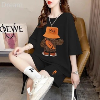 Summer sports style suit womens large size loose lazy style short sleeve shorts cotton casual wear two-piece suit