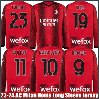 เสื้อกีฬาแขนยาว ลาย SY3 2023-2024 AC Milan Home Giroud Pulisic Leao Tomori Theo Jersey สําหรับผู้ชาย และผู้หญิง YS3