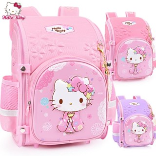 กระเป๋าเป้สะพายหลัง กระเป๋านักเรียน พิมพ์ลาย Hello Kitty สําหรับเด็กประถม