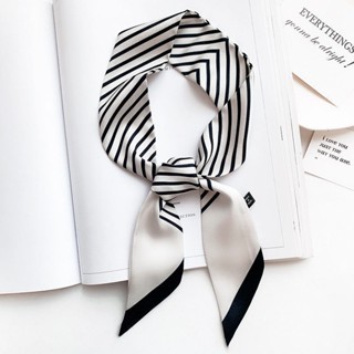 ผ้าพันคอ ผ้าเรยอน ขนาดเล็ก ลายทาง เข้ากับทุกการแต่งกาย แบบเร…