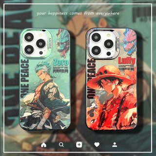 เคสป้องกันโทรศัพท์มือถือ ชุบไฟฟ้า ลายลูฟี่ สีเงิน สําหรับ iPhone 11 14 12 13 Pro Max