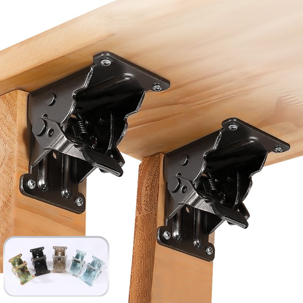 บานพับพับล็อกตัวเอง 90 องศา Folding Self Lock Bracket สำหรับขาโต๊ะ ชั้นวาง และเฟอร์นิเจอร์พับ