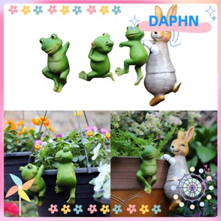 Daphs โมเดลเรซิ่น รูปปั้นกบ กระต่าย กระถางดอกไม้ อุปกรณ์เสริม สําหรับตกแต่งตู้ปลา