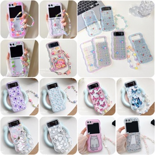 เคสโทรศัพท์มือถือ ซิลิโคนนิ่ม TPU ใส กันกระแทก พร้อมสร้อยข้อมือ สําหรับ Samsung Galaxy Z Flip 5 Z Flip 4 5G Z Flip 3