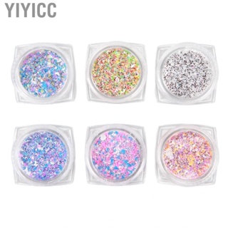 Yiyicc Glitter Dust Sand  Shining Sugar Effect DIY Portable Delicate 6 Box Decoration Unique for Salon Nail Artist