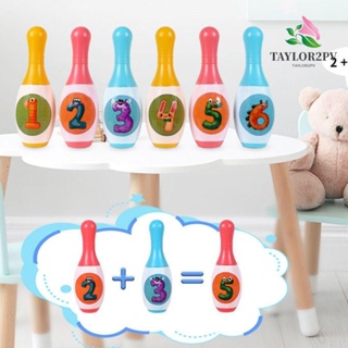 Taylor2pv ชุดโบว์ลิ่งเกม ลายสัตว์ ตัวเลข 2 ลูก สําหรับเด็กวัยหัดเดิน