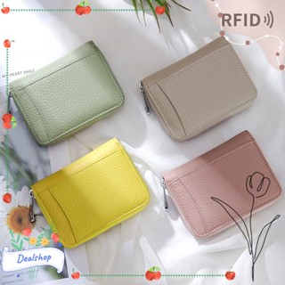 Dealshop กระเป๋าสตางค์ กระเป๋าใส่เหรียญ RFID อเนกประสงค์ กันขโมย สีพื้น สําหรับผู้หญิง