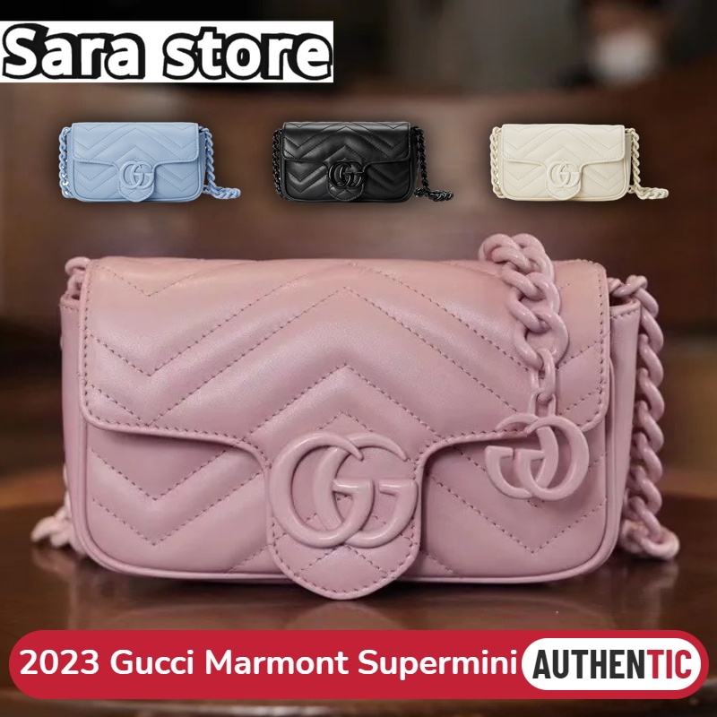 2023 ใหม่มาถึง กุชชี่ Gucci GG Marmont Belt Bag Shoulder Bag 16.5cm Supermini 699757