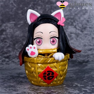 Glenes ตุ๊กตาฟิกเกอร์ PVC ลายดาบพิฆาตอสูร Kimetsu no Yaiba Q Version Kamado Nezuko น่ารัก ขนาด 10 ซม. ของเล่นสําหรับเด็ก