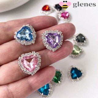 Glenes พลอยเทียม คริสตัล รูปหัวใจ หลายสี สําหรับตกแต่งเสื้อผ้า DIY 10 ชิ้น